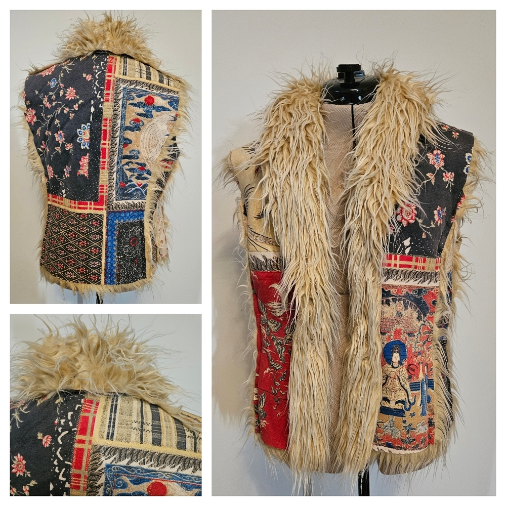 Just Cavalli Vest Faux Suede Shearling Vintage Size 44
